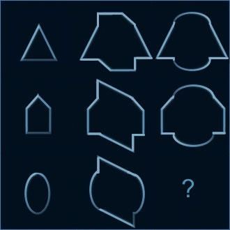 Q25: a 3x3 grid of morphing rounded shapes with the bottom-right cell missing